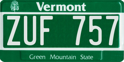 VT license plate ZUF757