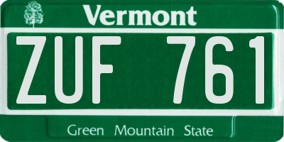 VT license plate ZUF761
