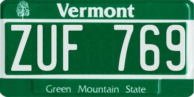 VT license plate ZUF769