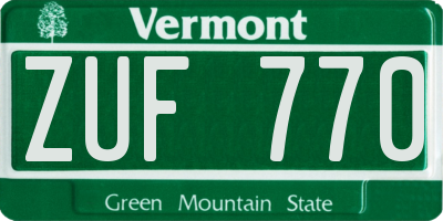 VT license plate ZUF770
