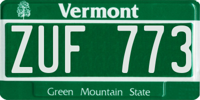 VT license plate ZUF773
