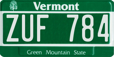 VT license plate ZUF784