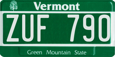 VT license plate ZUF790
