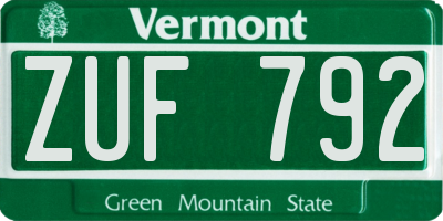 VT license plate ZUF792