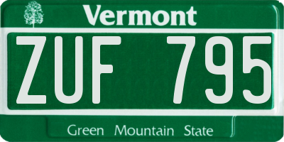 VT license plate ZUF795