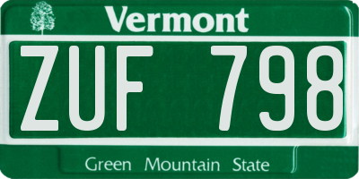 VT license plate ZUF798