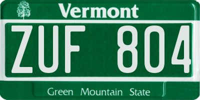 VT license plate ZUF804