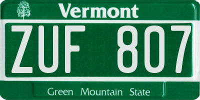 VT license plate ZUF807