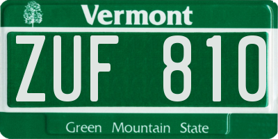 VT license plate ZUF810
