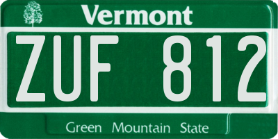 VT license plate ZUF812
