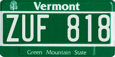 VT license plate ZUF818