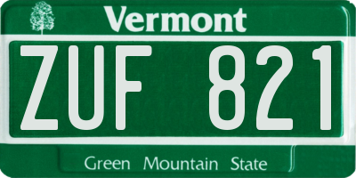 VT license plate ZUF821