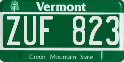 VT license plate ZUF823