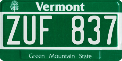 VT license plate ZUF837