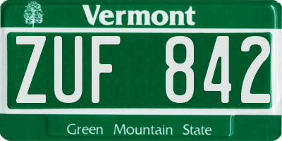 VT license plate ZUF842
