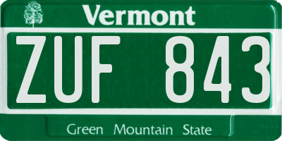 VT license plate ZUF843