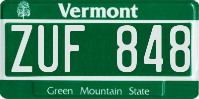 VT license plate ZUF848