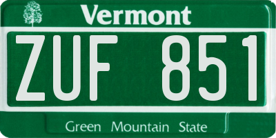 VT license plate ZUF851