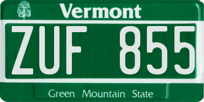 VT license plate ZUF855