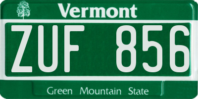 VT license plate ZUF856