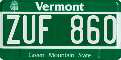 VT license plate ZUF860