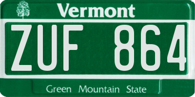 VT license plate ZUF864