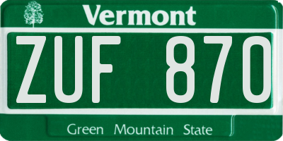 VT license plate ZUF870