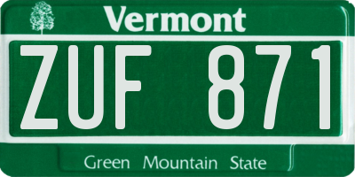 VT license plate ZUF871