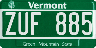 VT license plate ZUF885