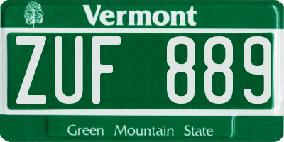 VT license plate ZUF889