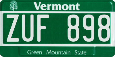 VT license plate ZUF898