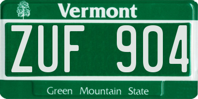 VT license plate ZUF904