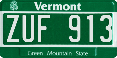 VT license plate ZUF913