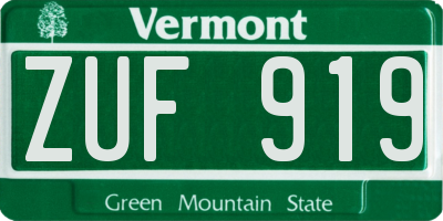 VT license plate ZUF919
