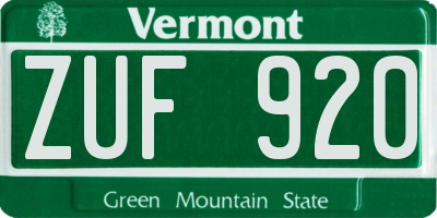 VT license plate ZUF920