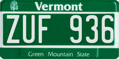 VT license plate ZUF936
