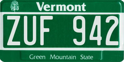 VT license plate ZUF942