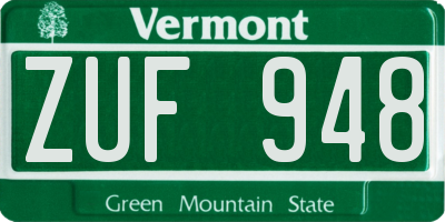 VT license plate ZUF948