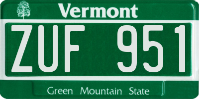 VT license plate ZUF951