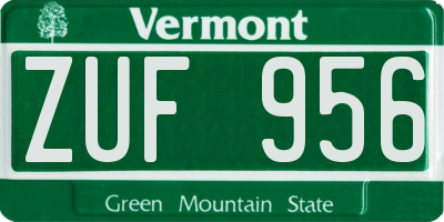 VT license plate ZUF956