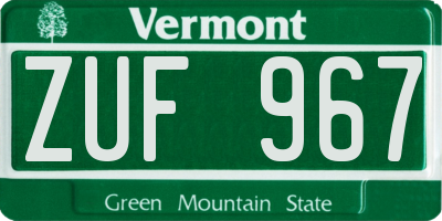VT license plate ZUF967