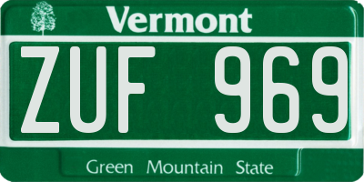 VT license plate ZUF969