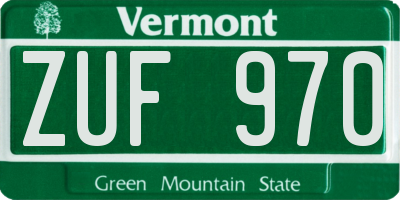 VT license plate ZUF970
