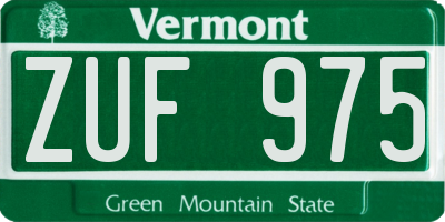 VT license plate ZUF975