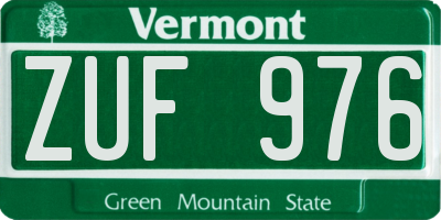 VT license plate ZUF976