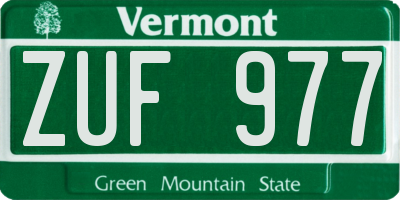 VT license plate ZUF977