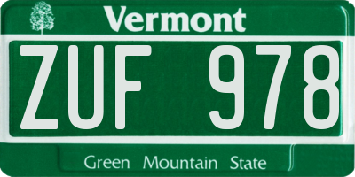 VT license plate ZUF978