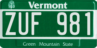 VT license plate ZUF981