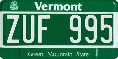 VT license plate ZUF995