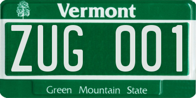 VT license plate ZUG001
